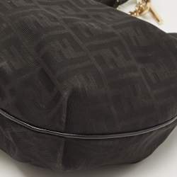Pre Owned Fendi Black Zucca Canvas Chef Chain Link Hobo