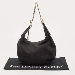Pre Owned Fendi Black Zucca Canvas Chef Chain Link Hobo