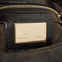 Pre Owned Fendi Black Zucca Canvas Chef Chain Link Hobo
