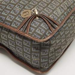 Fendi Blue/Brown Zucchino Canvas and Leather F Charm Messenger Bag