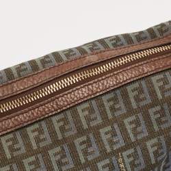 Fendi Blue/Brown Zucchino Canvas and Leather F Charm Messenger Bag