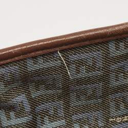 Fendi Blue/Brown Zucchino Canvas and Leather F Charm Messenger Bag