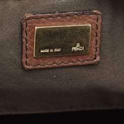 Fendi Blue/Brown Zucchino Canvas and Leather F Charm Messenger Bag