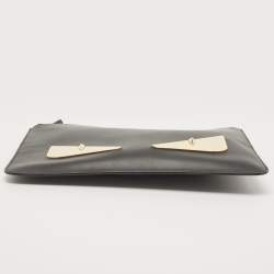 Pre Owned Fendi Black Leather Monster Flat Clutch