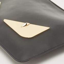 Pre Owned Fendi Black Leather Monster Flat Clutch