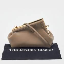 Pre Owned Fendi Beige Leather Small First Shoulder Bag