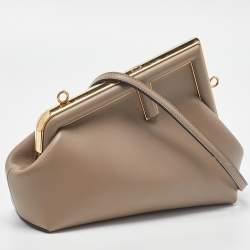 Pre Owned Fendi Beige Leather Small First Shoulder Bag