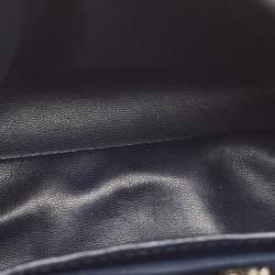 Pre Owned Fendi Navy Blue Leather Mini Peekaboo Top Handle Bag