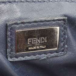 Pre Owned Fendi Navy Blue Leather Mini Peekaboo Top Handle Bag
