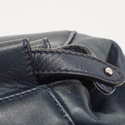 Pre Owned Fendi Navy Blue Leather Mini Peekaboo Top Handle Bag