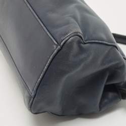 Pre Owned Fendi Navy Blue Leather Mini Peekaboo Top Handle Bag