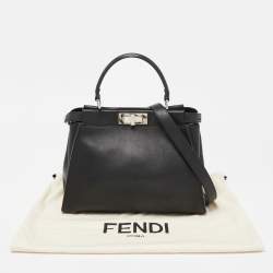 Pre Owned Fendi Black Tortoiseshell Effect Leather Medium Peekaboo Iseeu Top Handle Bag