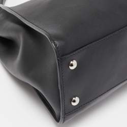 Pre Owned Fendi Black Tortoiseshell Effect Leather Medium Peekaboo Iseeu Top Handle Bag