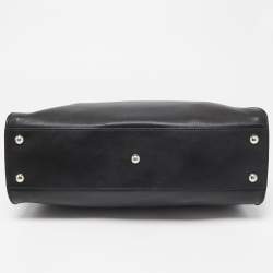 Pre Owned Fendi Black Tortoiseshell Effect Leather Medium Peekaboo Iseeu Top Handle Bag
