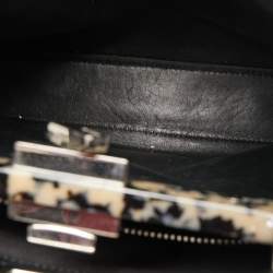 Pre Owned Fendi Black Tortoiseshell Effect Leather Medium Peekaboo Iseeu Top Handle Bag