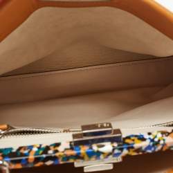 مملوكة مسبقًا حقيبة فندي بيكابوو جلد أي سي يو جلد وزجاج بليكسي بني فاتح مطبوع بيد علوية 