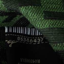 Pre Owned Fendi Green Jacquard Woven Fabric Medium Baguette Bag