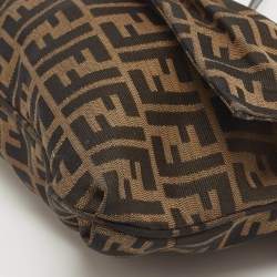 Pre Owned Fendi Tobacco Zucca Canvas and Patent Leather Mia Flap Shoulder Bag