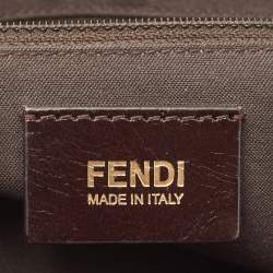 Pre Owned Fendi Tobacco Zucca Canvas and Patent Leather Mia Flap Shoulder Bag