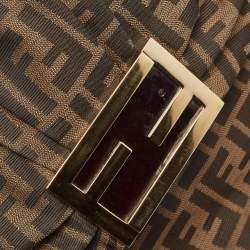 Pre Owned Fendi Tobacco Zucca Canvas and Patent Leather Mia Flap Shoulder Bag