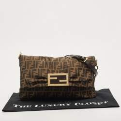 Pre Owned Fendi Tobacco Zucca Canvas and Patent Leather Mia Flap Shoulder Bag