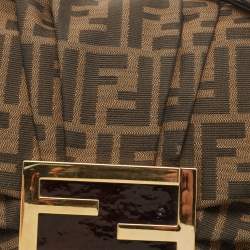 Pre Owned Fendi Tobacco Zucca Canvas and Patent Leather Mia Flap Shoulder Bag