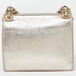 Pre Owned Fendi Gold Leather Small Scalloped Kan I Shoulder Bag