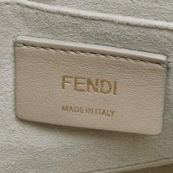 Pre Owned Fendi Gold Leather Small Scalloped Kan I Shoulder Bag