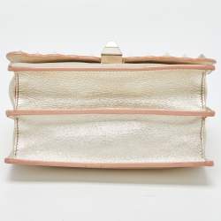 Pre Owned Fendi Gold Leather Small Scalloped Kan I Shoulder Bag