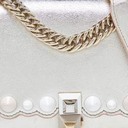 Pre Owned Fendi Gold Leather Small Scalloped Kan I Shoulder Bag