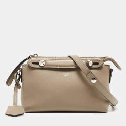 FENDI By The Way Medium Suede Boston Crossbody Bag Brown