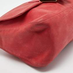 Pre Owned Fendi Red Shimmer Leather Mama Forever Shoulder Bag