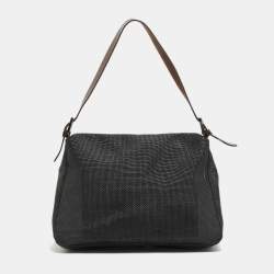Pre Owned Fendi Black Mesh Coated Fabric Mama Baguette Shoulder Bag