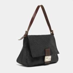 Pre Owned Fendi Black Mesh Coated Fabric Mama Baguette Shoulder Bag