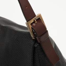 Pre Owned Fendi Black Mesh Coated Fabric Mama Baguette Shoulder Bag