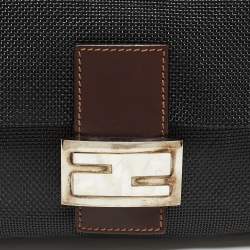 Pre Owned Fendi Black Mesh Coated Fabric Mama Baguette Shoulder Bag