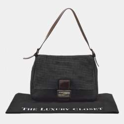 Pre Owned Fendi Black Mesh Coated Fabric Mama Baguette Shoulder Bag