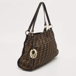 Pre Owned Fendi Tobacco Zucca Canvas and Leather Chef Shoulder Bag