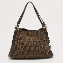 Pre Owned Fendi Tobacco Zucca Canvas and Leather Chef Shoulder Bag