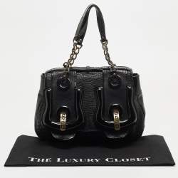 Pre Owned Fendi Black Pebbled Leather B Bag