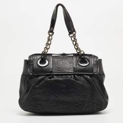 Pre Owned Fendi Black Pebbled Leather B Bag