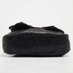 Pre Owned Fendi Black Pebbled Leather B Bag