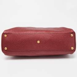 Pre Owned Fendi Metallic Burgundy Selleria Leather Regular Peekaboo Top Handle Bag