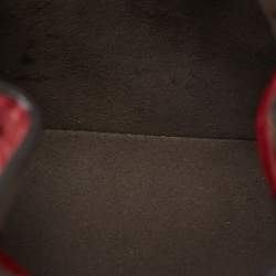 Pre Owned Fendi Red Zucca Leather Mini Mon Tresor Bucket Bag