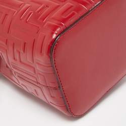Pre Owned Fendi Red Zucca Leather Mini Mon Tresor Bucket Bag