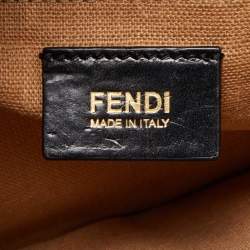Pre Owned Fendi Tobacco Pequin Stripe Canvas Large Claudia Shoulder Bag