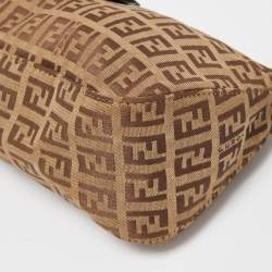 Pre Owned Fendi Beige/Brown Zuchinno Canvas and Leather Baguette Bag