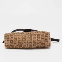 Pre Owned Fendi Beige/Brown Zuchinno Canvas and Leather Baguette Bag