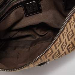 Pre Owned Fendi Beige/Brown Zuchinno Canvas and Leather Baguette Bag