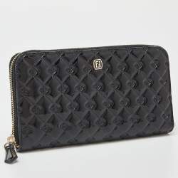 Pre Owned Fendi Black Patent Leather Fendilicious Zip Around Wallet